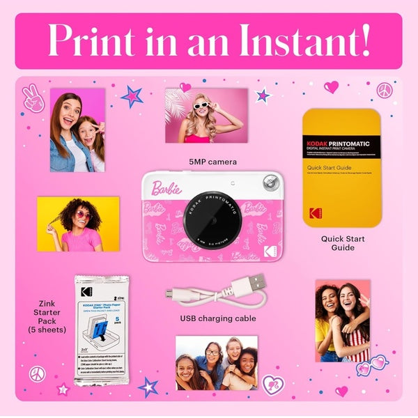 Kodak Barbie Portatile 5MP Stampa Foto 2x3” Autoadesive Kodak Barbie Portatile 5MP Stampa Foto 2x3” Autoadesive